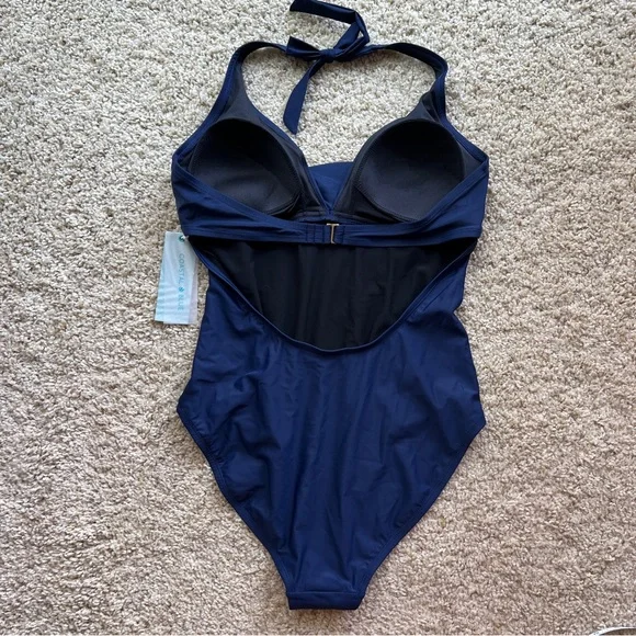 Coastal Blue Navy Blue Halter One-Piece Swimsuit - Picture 7 of 8
